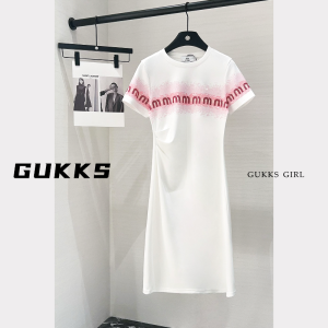 Black A-Line Long Dress Womens Summer New Waist-Cinching Anti-Aging Skirt T-Shirt Dress White Elegant Simple Polyester Blend