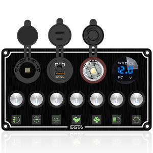 Bảng Điều Khiển Công Tắc Rocker Tự Động Bằng Kim Loại Đèn LED Kép Điều Khiển Ánh Sáng Cho Ô Tô Thuyền RV Xe Cắm Trại - Công Tắc Rocker Đa Năng Cho Ô Tô Thuyền