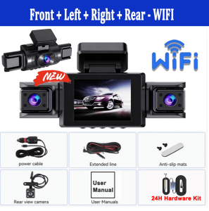 360° Car Dash Cam WIFI APP Video Recorder 1080P Car DVR 3/4 lens Front inside Rotatable and Rear View Night Vision Black Box