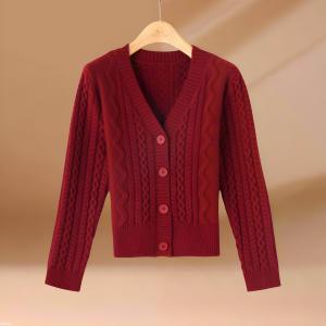 Gentle Winter Knitted Short Cardigan V-Neck Long Sleeve Womens Sweater Commute Style Loose Fit Regular Sleeve Long Winter 2024