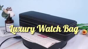 DELESYS PU Leather Zipper Watch Storage Box Multiple Slots Watch Case For Gift Moistureproof Accessory Box