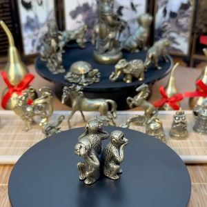 Tượng Đồng Thau Hình 3 Chú Khỉ - Kích Thước: 3.5 x 3.2cm