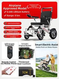 FUTANNTO | Electric Smart Automatic Disabled Elderly Folding Lightweight Luxury Wheelchair