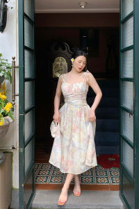 plus Size Floral Print A-Line Dress Summer New Style Strap Holiday Fairy Casual Mid-Length Midi Dress for Plump Women