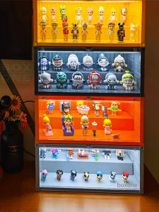 Glowing Display Box for Figurines And Models Bubble Mat Blind Box Doll Gundam Toy Showcase Dustproof Stackable with Light And Cover