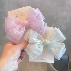 1PC New Princess Korean Silver Dot Big Bow Cute Girls Hairpins Children Headwear Hairgrip Hair Clips Barrettes Hair Accessories