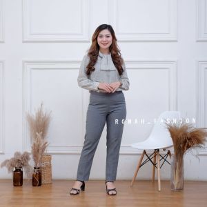 celana kerja kantor wanita pinggang karet celana formal wanita panjang size S M L XL XXL 3XL 4XL 5XL