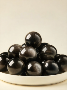 FUJINJIA | Natural Cats Eye Gray Obsidian Beads Handicraft Stringing Materials Single Bead