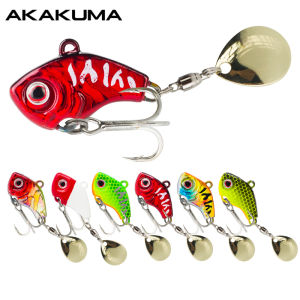 AKAKUMA | 6PC 5g/7g/10g/14g/20g Rotating Metal Vib Sinking Fishing Lure 3D Eyes Hard Baits Spinners Jigging Lure Sequin Crankbait