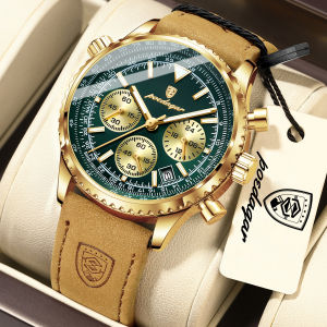 POEDAGAR | POEDAGAR Fashion Casual Mens Wristwatch Date Chronograph Leather Quartz Male Clock Waterproof Luminous Military Watches For Men