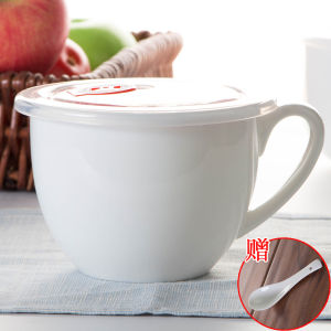 Cup Ceramic Oatmeal Cup Breakfast Cup Large Capacity Oatmeal Large Milk Cup Plus Size Mug Bowl Instant Noodles with Lid