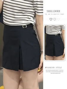 Shalldoer | High Waist Pure Color Side Slit Design Casual Fashion Short Skirt Pants Womens Summer Stylish Versatile Slimming Skort