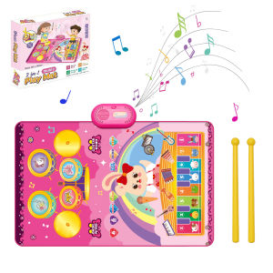 80x50cm Cartoon Musical Piano Mat Floor Play Mat For Kids Educational Toys Jazz Drum Toys with 6 Instruments Sounds Music Toys