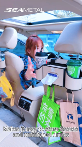 SEAMETAL Car Seat Back Storage Box Car Hanging Tissue Box with Cup Holder Car Storage Box