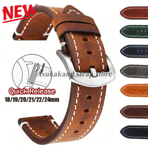 18mm 19mm 20mm 21mm 22mm 24mm Vintage Leather Strap Quick Release For Seiko Watch Band Men Women Universal Bracelet Accessories