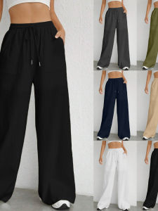 Retro Spicy Solid Color Wide Leg Casual Pants for Women Loose Waist Other Material 100% Autumn Season Ladies Fashion