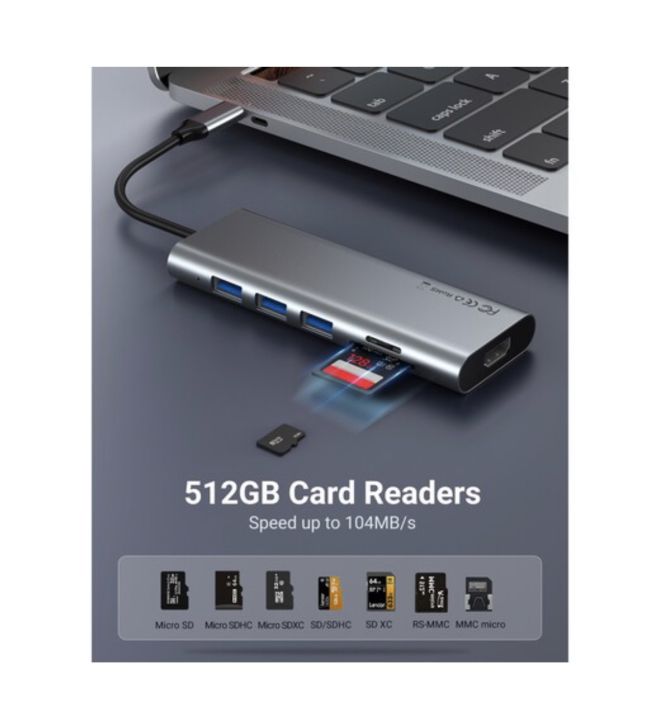 Tuwejia USB C To HDMI Multiport Adapter - 4K Video, USB 3.0 Hub & 100W PD Charging