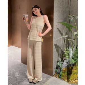 YUEZHONGWEI | Casual and Stylish Rich Style Knit Vest and Wide Leg Pants Set