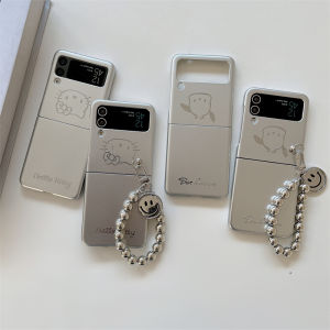 Plated Silver KT Cat Paw Phone Case for Samsung Z Flip7 FE Foldable Screen Z Flip6/5 Protective Cover Z Flip4 Silicone Soft Case W24Flip Anti-Fall Flip3 Cartoon Womens Flip Cover