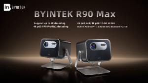 BYINTEK R90 Max 2200 ANSI Smart Projector Google TV Support 4K Full HD Google Voice Assistant Home Cinema Day or Night Still Bright With Karaoke