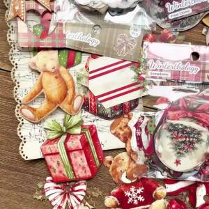 Mr.paper | Mr.Paper 6 Packs Christmas Stickers Creative Holiday Bow Background Decals for Journal Scrapbooking DIY Phone Case Diary Decor