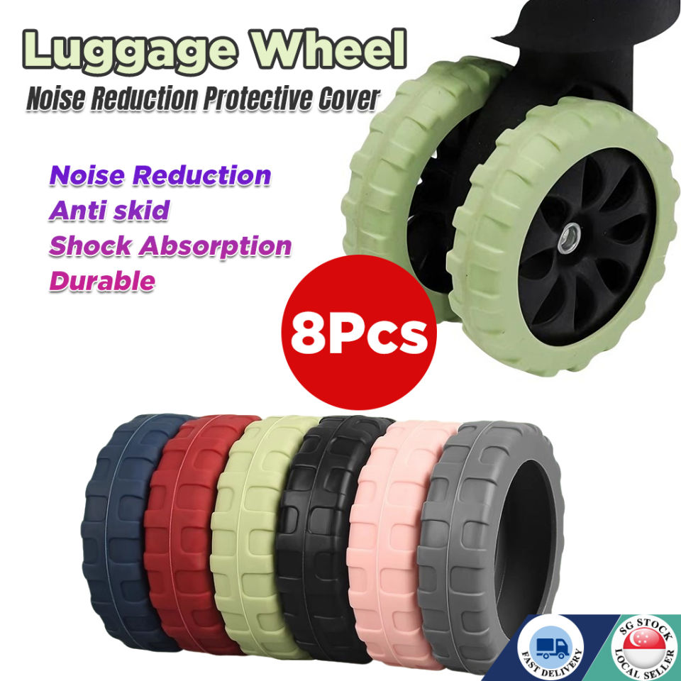 🇸🇬 8PCS Silicone Luggage Wheel Protector Cover Noise Reduction Trave Luggage Suitcase Wheels Rubber Caster