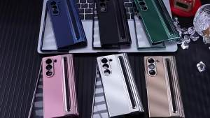 Leather with Steel Film Pen Slot Pen Phone Case for Samsung Galaxy Z Fold 7 6 5 4 Fold7 Fold6 Hinge Protection Shockproof Cover