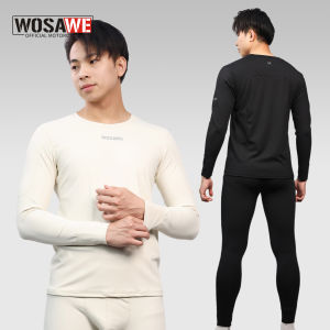 WOSAWE Mens Thermal Underwear Winter Motorcycle Long Underwear Sweat Clothes Base Layers Tight Long Johns Tops & Pants Set