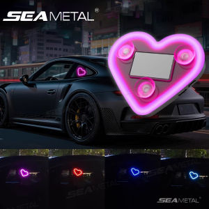 SEAMETAL Car Window Heart-Shaped LED Glowing Neon Light Wire-Free Solar Energy Atmosphere Light Car Interior Decoration