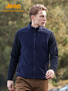 Jeep | Jeep Mens Fleece Vest Lightweight Warm Outdoor Windproof Breathable Wear Resistant Anti-static Autumn Winter Spring Camping Hiking Climbing