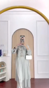 Gamis Kondangan Terbaru 2025 Sella Dress Tille Mix Brukat Full Puring Aplikasi Renda Rompi Terpisah