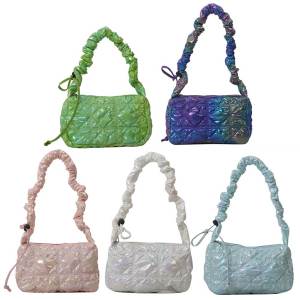 10THWomen Puffy Tote Bag Versatile Cloud Pleatd Bag Drawstring Quilted Crossbody Bag Girl Stylish Purse