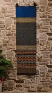 223.ผ้าฝ้าย ผ้าทอทั้งผืน ลายซิ่นตีนจกเชียงแสน สีเทา-ฟ้า