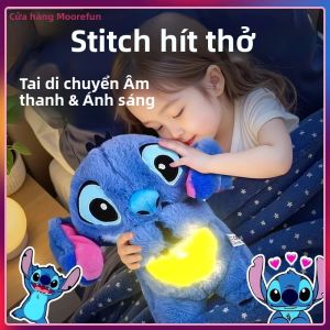 Gấu Bông Stitch Dễ Thương NewKawaii Bạn Đồng Hành Ngủ Ngon Cho Bé Với Âm Thanh Nhạc Ru Túi Khí Và Đèn Thở Món Quà Đồ Chơi