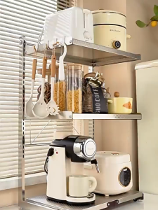 GSlife 2-3Tier Pull-out Adjustable Stainless Steel Microwave Oven Rack Rak Ketuhar Rak Simpanan