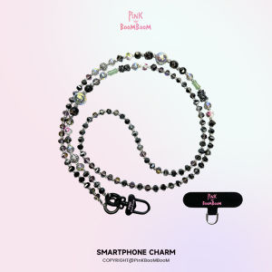 PinKBooM สร้อยคอโทรศัพท์มือถือแบบสะพายข้างดีไซน์หรูหราพร้อมลูกปัดคริสตัลป้องกันการสูญหาย สายสะพายไหล่แบบลำลองสำหรับผู้หญิง