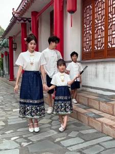 ＜906＞2024 ชุดแม่ลูกชุดฤดูร้อนใหม่ชุดแม่ลูกชุดกระโปรงหน้าม้าชุดฮั่นฟู่จีนชุดถังสไตล์โบราณชุดนางฟ้าสุดๆ