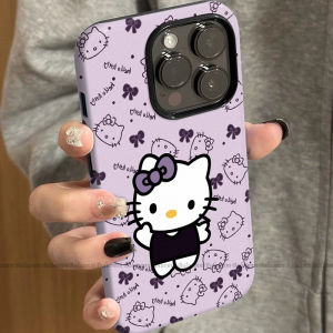Full Cover Silicone Phone Case for  17Promax Purple Hellokitty 1213 Series Female Model Compatible Korean Style