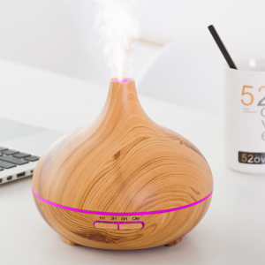 550ML Wood Grain Air Humidifier 7 Color LED Night Light Ultrasonic Aromatherapy Diffuser with Essential Oil Air Purifier