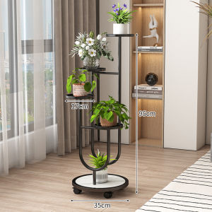 Dr. Iron Luxury Movable Flower Stand Scandinavian Style Multi-layer Potted Plant Shelf for Living Room and Balcony