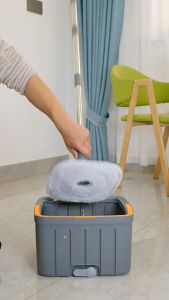 ถังถูพื้นพร้อมถังปั่น แบบสี่เหลี่ยม Spin Mop การทำความสะอาดแบบหมุน 360 องศา แยกน้ำสะอาด-สกปรก ไม้ม็อบถูพื้น
