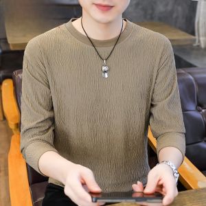 HENGYUANXIANG | Hengyuanxiang Long Sleeve Round Neck Casual Loose Fit Thin T-Shirt Pure Color Base Layer Shirt Trendy Autumn Wear For Youth