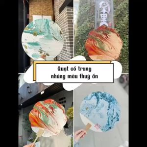 Quạt cổ trang chuyên nhúng màu thủy ấn tự trang trí sáng tạo nghệ thuật LIM DIY