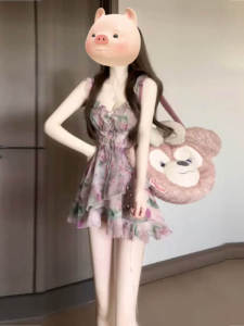 CHANGTONG | Retro V-neck Ruffled Floral Dress