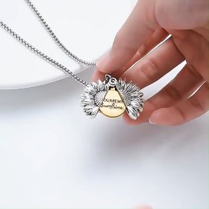 Sunshine Necklace Kalung Bunga Matahari Rantai Panjang Silver Titanium Stainless Steel Anti Karat