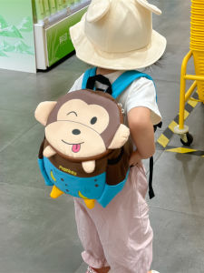 Cute Monkey Design Childrens Anti-Lost Backpack Kindergarten Bag for Boys Baby Outing Pack Light Weight Small Size