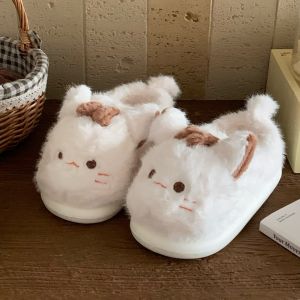 Giày Bệt Đế Bằng Đính Mèo Cotton Dễ Thương Cho Nữ Mùa Đông Ấm Áp Chống Trượt Đế EVA Giày Bệt Thoải Mái Cho Học Sinh