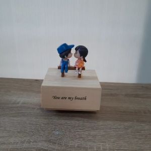 ฐานหมุนไม้กล่องดนตรีไขลาน แบบสี่เหลี่ยม ใส่เครื่องดนตรี SANKYO ติดตู