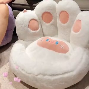 Cozy Cat Paw Shape Floor Cushion with Detachable Sheep Plush - Soft Polyester Medium Firmness Ideal for Gamer Chair Reading Pillow & Leisure Lazy Time Reading Pillow | Plush Cover Cushion | Knit Texture