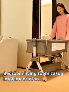 【1 year warranty】Multifunctional crib foldable baby cradle portable baby diaper table adjustable height crib with mosquito net